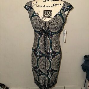 Elegant Purple,Green and White Paisley Mini Dress